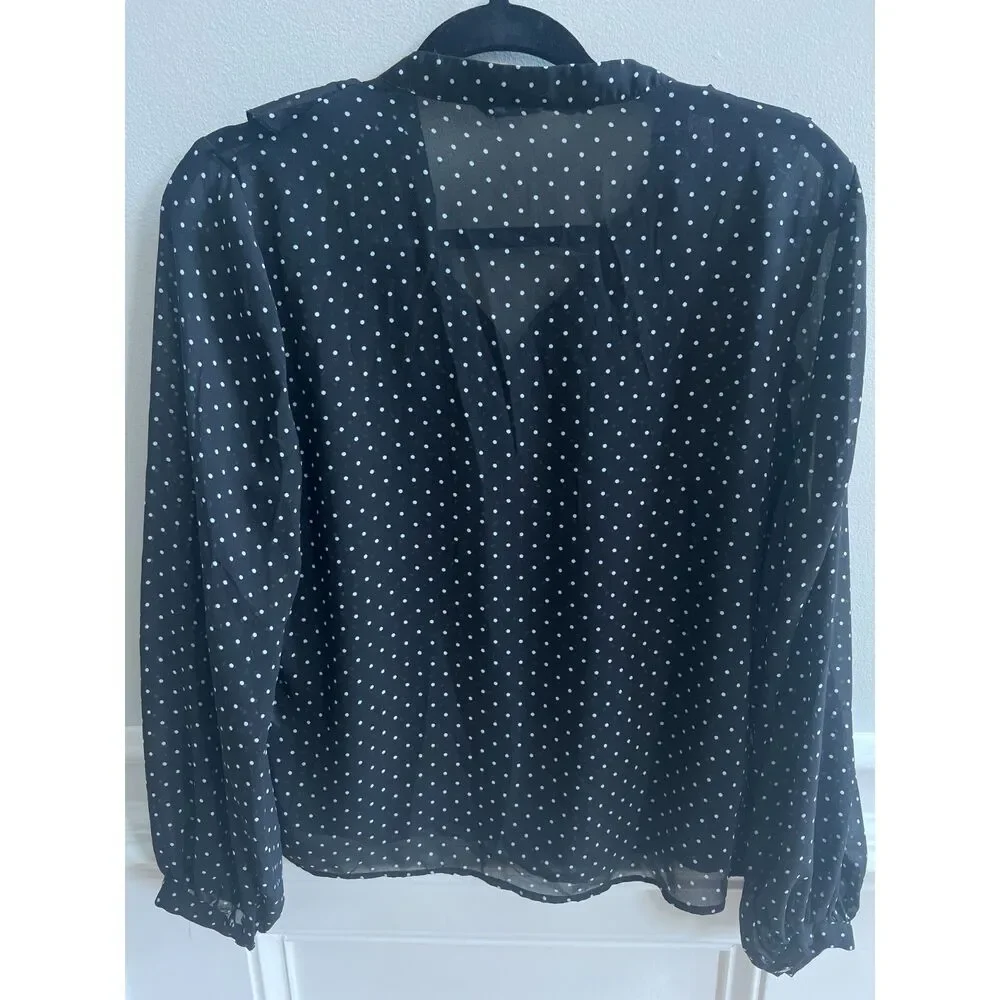 Low Price! Zara Black Polka Dot Ruffle Blouse – Size M - Picture 2 of 4